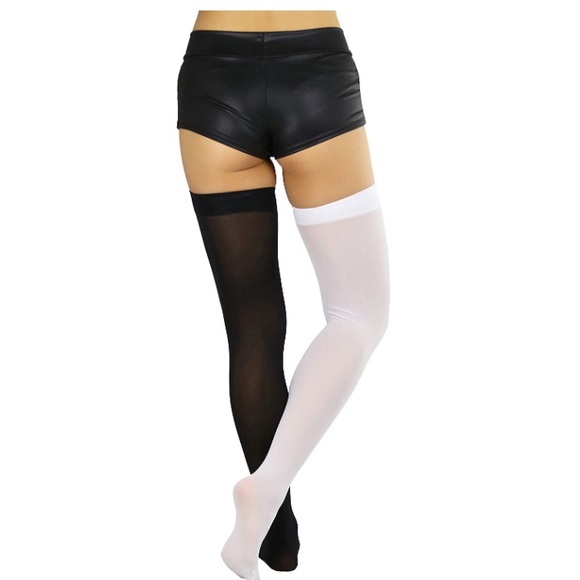 1 Blk/1 Red Thigh High Stockings/Over the Knee Socks - Picture 4 of 12